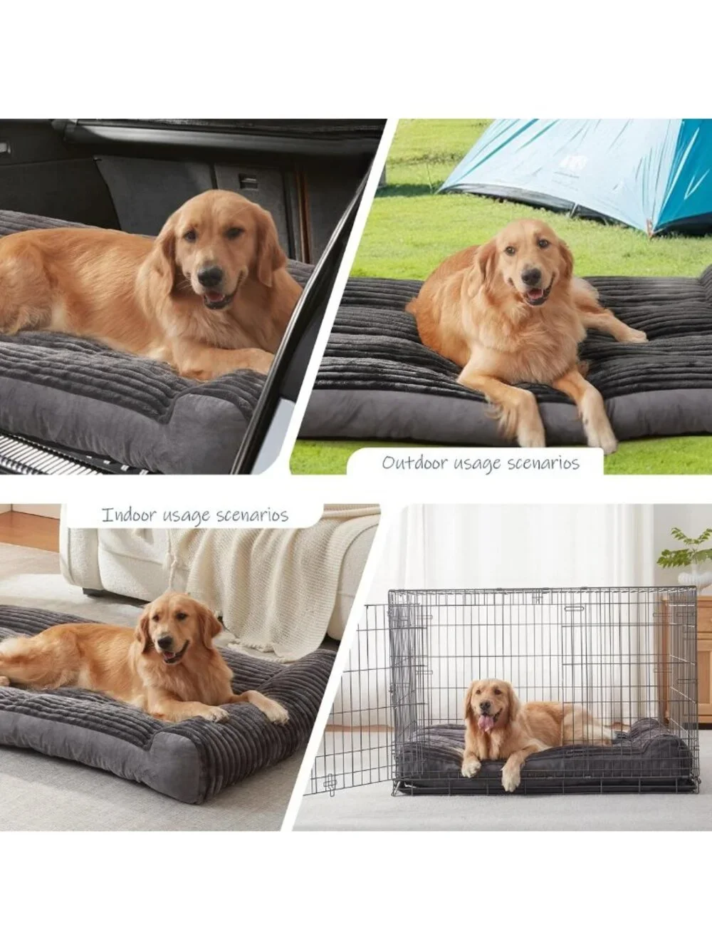 Extra Large Dog Bed with Pillow, Soft Bolster Pet Couch, Non-Slip Crate Bed